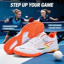 2026 New Professional Table Tennis Shoes For Youth Students Competition Training Badminton Shoes Breathable Non-Slip Tennis Shoes White & Orange - 611-white Orange - View 5
