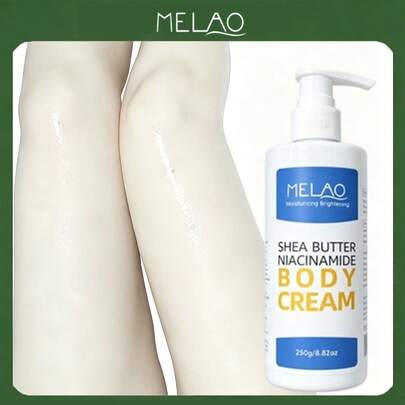 MELAO 乳木果油菸鹼醯胺身體乳霜 250g/8.82oz，保濕亮白身體乳液，滋養乾燥肌膚，維持膚色均勻，日常全身護理