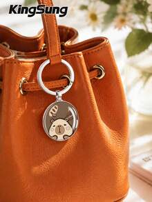Kingsung Capybara Series Glass Pendant Keychain, Creative Accessory, Simple And Neutral Style. Suitable For Car Key Accessories, Backpack Accessories, And Bag Hooks. The Perfect Gift For Bridesmaids, Groomsmen, And Couples Is An Excellent Holiday Souvenir. - One Size - View 6