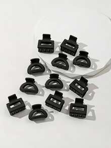 1/10/20pcs Matte Black Mini Hair Clips, Curved & Square Dual Shape Design, Strong Non-Slip Grip, Suitable For Bangs And Loose Hair, Daily Commute, Office Work And Sports Hairstyle Decoration - A - View 2
