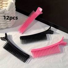 2pcs/6pcs/12pcs Multi-Functional Hair Sectioning Clips With Comb Teeth, Styling Bangs Clip, Salon Assistant Professional Hair Clips, Non-Slip Stable Design, Suitable For Dyeing, Perming, Cutting And Styling, Easily Separate Hair Strands, Fix Hair Without Pulling, Universal For Home And Hair Salon Use, Practical Hair Styling Tool For Women - Multicolor - View 11
