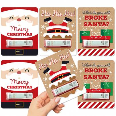 2/4/6 Buah Klip Kartu Uang Natal, Tempat Uang Natal, Dekorasi Hadiah Uang Tunai Kreatif dan Menyenangkan, Termasuk Selongsong Pelindung dan Ornamen Gantung, Tempat Kartu Hadiah Natal, Tempat Kartu Hadiah Natal