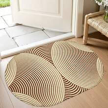 1pc Oval Flannel Door Mat, Soft Comfortable Absorbent Non-Slip Machine Washable With Backing, Suitable For Entrance, Living Room, Patio, Bedroom, Kitchen, Laundry Room, Bathroom, Holiday Decoration, Carpet Rug Mat, Entryway Mat, Kitchen Bathroom Multi-Functional Mat - Multicolor - View 2