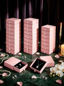 1/5/10pcs Pink Jewelry Box, Small Drawer Storage Box, Portable Earring Ring Necklace Bracelet Jewelry Display Stand, Bedroom Vanity Desktop Storage, Travel Jewelry Storage Box, Daily Cosmetics And Small Accessories Storage, Gift Packaging Box - Multicolor - View 1
