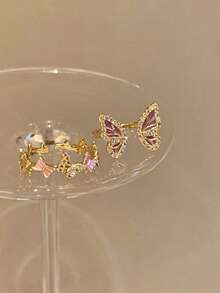 1pc Butterfly Open Ring, Exquisite Sweet Unique Niche Design, Suitable For Women's Daily Wear, Party And Gathering - Butterfly - View 5