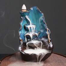 1pc 2D Printed Acrylic Backflow Incense Burner, Blue Backflow Incense Holder, Home Decor Ornament, Gift For Friends, Available In Small, Medium, Large - Multicolor - View 1
