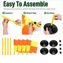 4 Set Soccer Corner Flags, 5 FT Adjustable Poles, Rubber Bases - Yellow - View 6