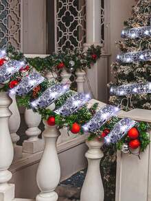 1m/3 Meters/5m/10m Christmas LED Ribbon String Lights, Christmas Tree Home Decor, Handmade DIY Bow Lights, Suitable For Christmas Tree And Gift Box Decoration - Silver - View 7