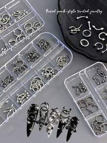 1 Box/12 Compartments Punk Metal Spikes & Chains Nail Art Decoration Set - Gothic Style DIY Nail Art Accessories Nail Supplies Nail Decorations Nail Rhinestones - Multicolor - View 2