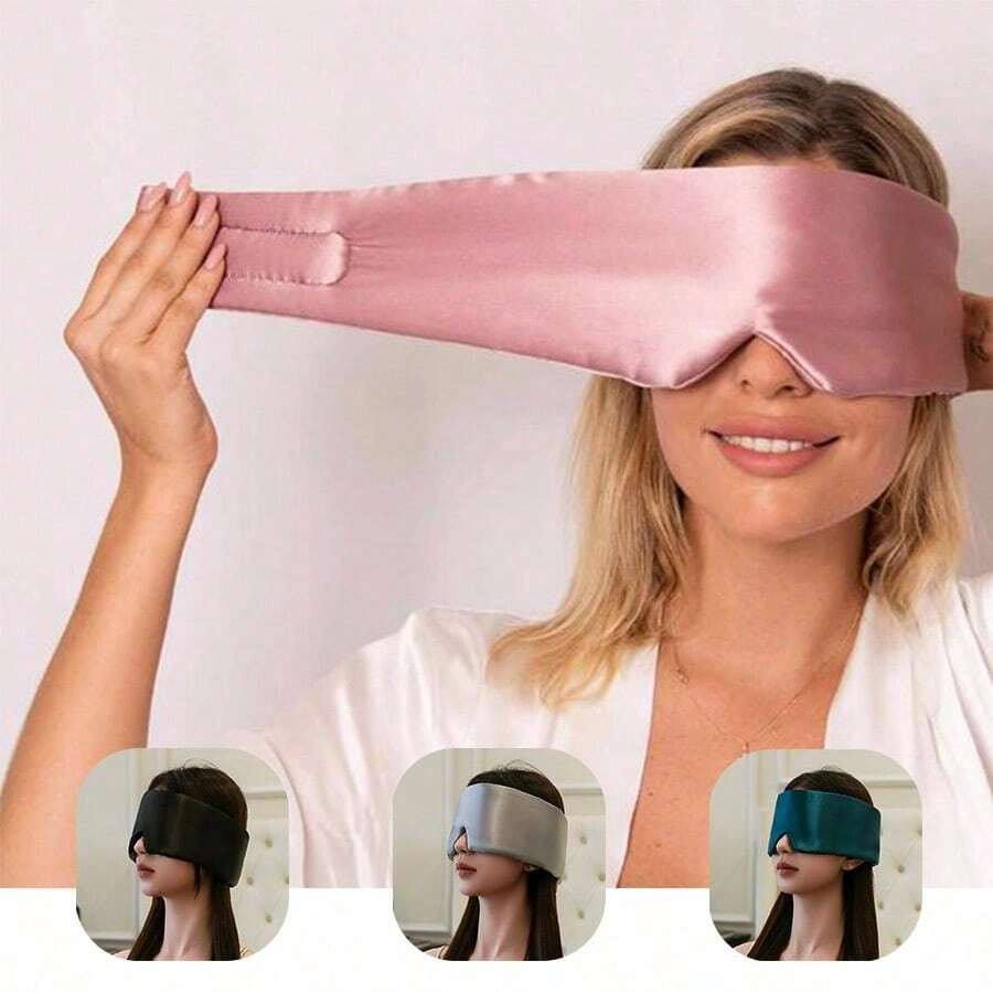 1pc 100% Pure Silk Luxury Unisex Sleep Mask: Comfortable And Breathable, Travel Essential - Solid Color Adjustable, Providing Ultimate Sleep Experience - Multi-color - View 1