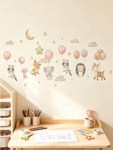 1set/2sets/4sets Self-Adhesive Wall Stickers Featuring A Bohemian Rabbit, Butterflies, And Flowers For Baby Room Decor, Suitable For Living Rooms - Multicolor - View 7