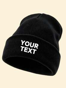 1 buah Topi Musim Dingin Kustom untuk Anak-anak, Topi Rajut DIY dengan Nama dan Foto Kustom, Topi Rajut Lembut dan Hangat untuk Anak Usia 3-8 Tahun, Hadiah Halloween yang Menyenangkan, Topi Tengkorak Hitam dengan Logo - MultiWarna - View 7