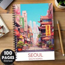 A5 koreansk semester spiralblock, lämpligt för dagboksskrivning, kontorsmaterial, studienödvändigheter, födelsedags- eller julklapp, daglig planerare med koreanskt tema och design, klassrumsanteckningar, kontormemo, bärbart anteckningsblock, lämpligt för yrkesverksamma, studenter och kontorsbruk – perfekt presentval, konstnärlig omslagsdesign, för anteckning av formler och ämnesstudier - En bok (50 sidor, 100 sidor) - Visa 6