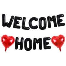 Gold Black Silver WELCOME_HOME Letter Banner Heart Balloon Welcome Home Foil Letter Balloon Banner Decoration - Multicolor - View 6