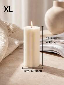 1pc Luxury Style Ivory White Striped Cylindrical Scented Candle, 1.97 Inch Diameter White Fragrance Candle, Suitable For Creating Atmosphere, Photography Props, Tabletop Center Decoration, Great Gift Choice, Gift For Women - Multiple Styles - View 12