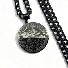 Catholic Saint Christopher Protect Us Round Pendant Necklace Unisex Stainless Steel Gold Color Amulet Jewelry Gift - Pendant Necklace - View 6