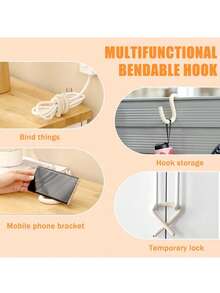 2 Pcs Multifunctional Mark-Free Flexible Foam-Coated C-Shaped Hook, Non-Slip Wear-Resistant Heavy-Duty Hanging Hook For Home Storage Organization Portable Hanging Organizer Rack Stand - View 4