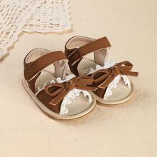 Summer Infant Girl Sandals Soft Sole Walking Shoes 0-1 Years Old Lace Bow Princess Shoes - Brown - View 7
