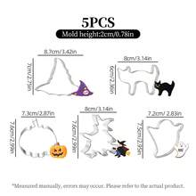 4/5Pcs Halloween Stainless Steel Cookie Cutter Set, Pumpkin Ghost Witch Hat Cat Shaped Molds, Multi‑Purpose Baking Tools For Biscuit, Fondant, Clay & DIY Halloween Party Crafts - View 11