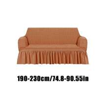 Multi-Functional Elastic Sofa Cover With Ruffle Trim-Perfect For Living Rooms And Bedrooms, Easy To Clean, Suitable For Couches For Living Room, Room Deco, Sectional, Home Deco, And Bedroom - Flesh Orange - View 14