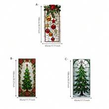 1/3pcs Christmas Window Cling, Static Cling Removable, Stained Glass Style Christmas Tree Bauble Poinsettia Decals For Glass Window, Door, Christmas Window Decor - Christmas Frosted Sticker - View 4
