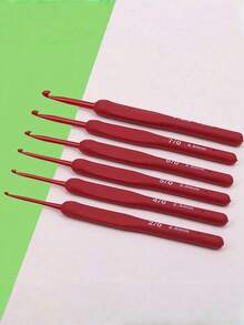 9pcs Red Crochet Hook Set, Aluminum Ergonomic Knitting Hooks With Non-Slip Silicone Handle, DIY Knitting Tools & Yarn Craft Supplies, Suitable For Beginners And Professionals - Multi-color - View 4