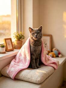 Pet Blanket For Small And Medium Dogs, Also Suitable For Various Small Animals And Cats, Washable, Soft Flannel Fabric, Five-Point Star Embroidery, Lightweight And Breathable, Suitable For All Seasons, Can Be Used As Dog Bed And Dog Mat - 1 Pink (M) - View 8