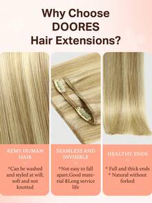 DOORES 100% Human Hair Clip In Hair Extensions, 112g 7pcs 14-24 Inch Light Blonde Highlights, Fast 5 Mins Installation For Daily Wear, Natural Adding Volume To Thin Hair - S16/22A - View 7
