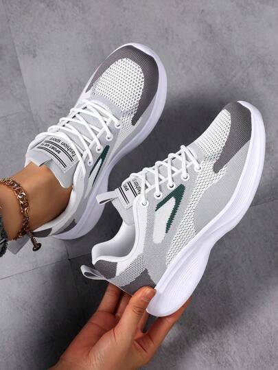 New Plus Size Mesh Breathable Casual Women's Shoes, Lightweight Soft Sole Soft Upper Travel Shoes, Comfortable Sports Shoes, Women's Running Shoes