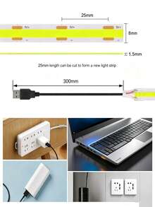 USB COB LED Strip Light DC5V 320LEDs/M White/Warm Yellow Cabinet Light, TV Backlight, Cabinet, Wardrobe, Room Perimeter, Holiday Decoration Flexible Strip LED Light - USB - View 9