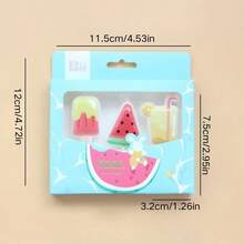 HIBIRTH 3pcs Creative Summer Beach Theme Birthday Candles, Watermelon & Ice Cream Shaped Cake Decorations For Birthday Party Celebration Baking - View 4