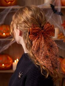 MH 1pc/3pcs Women's Bowknot Multi-Color Halloween Spider Web Spring Hair Clip Back Of Head Bun Hair Clip Suitable For Holiday Use - Multicolor - View 7
