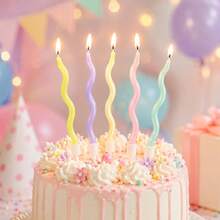 HIBIRTH 6 buah Lilin Pensil Berputar Warna-warni Dekorasi Kue Lilin Spiral Waltz Bahagia Warna Permen Kreatif Pesta Ulang Tahun Perayaan Kue Panggang Colok Listrik - View 4