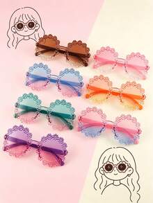 Girl Style Hollow Floral Frame Sunglasses With Colorful Gradient Lenses, Decorative Atmosphere Sunglasses For Travel And Party - Multicolor - View 3