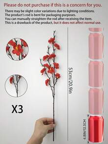 12/10/5入人造梅花，白色與紅色人造梅花，適用於婚禮裝飾、房間裝飾、居家裝飾、臥室裝飾、辦公室裝飾、飯店裝飾、花園裝飾、派對裝飾、客廳裝飾、秋季裝飾 - 紅色 - 查看 15
