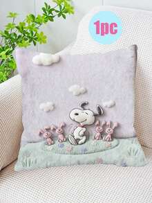 1PC Snoopy Square Cushion, With A Soft Pink Base Color, For Office Chair Backrest, Bedroom Soft Furnishings, Cute Cartoon Themed Throw Pillow. Does Not Include The Pillow Core. - Multiple Styles - View 15