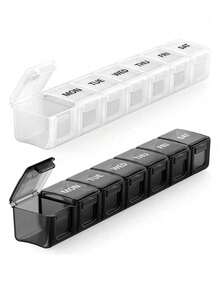 1/2pcs Portable 7-Day Large Capacity Pill Box, Long Tablet/Vitamin Storage Box, Compact Travel Pill Box, Suitable For Candy/Pill Storage, Thanksgiving, Easter, Back To School Supplies - View 1