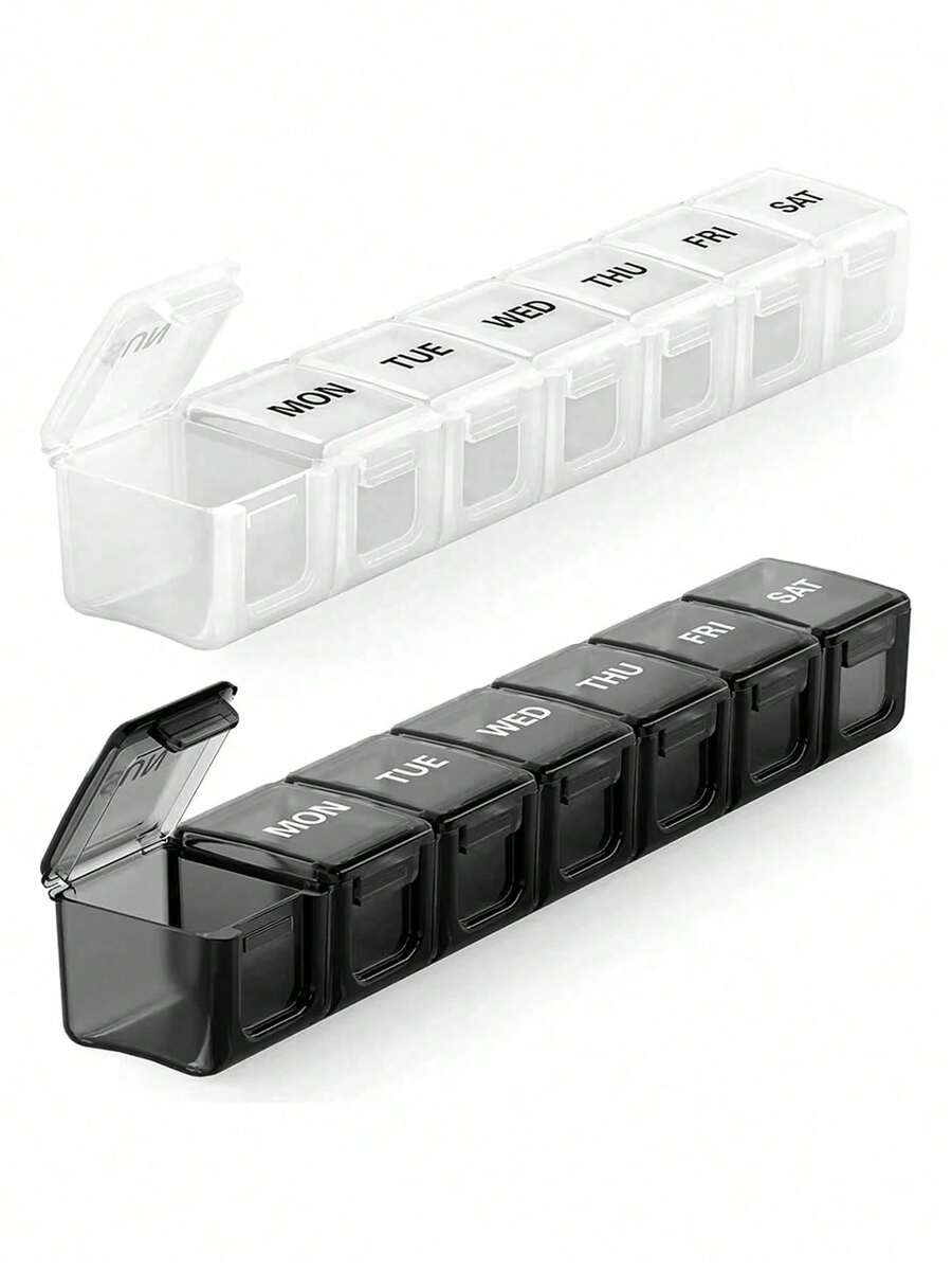 1/2pcs Portable 7-Day Large Capacity Pill Box, Long Tablet/Vitamin Storage Box, Compact Travel Pill Box, Suitable For Candy/Pill Storage, Thanksgiving, Easter, Back To School Supplies - View 1