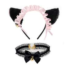 Cat Ears And Tail, Wolf Fox Ears Long Tail And Bell Lace Choker Set For Halloween, Animal Cosplay Party Costume - Multicolor - View 16