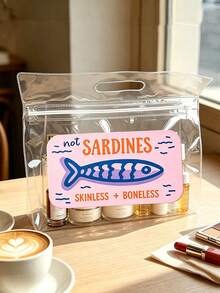 Retro Sardine Transparent Waterproof Wash Bag, PVC Beach Handbag, Suitable For Storing Shampoo, Lotion, Cosmetics And Other Bathroom Supplies, Adds Fashionable And Practical Design For Travel And Daily Use, Suitable For Travelers, Office Workers, Students, Beauty Enthusiasts, Can Be Used For Travel, Fitness, Hotel Accommodation, Daily Bathroom Storage, Multi-Functional Cosmetic Bag - Multicolor - View 9