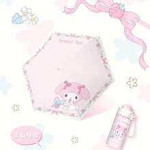 Sanrio Authorized Melody 5-Fold Umbrella, Black Coating Sun Protection, Cartoon Cute Print, Girly Style, Rain & Sun Umbrella - Multi-color - View 5