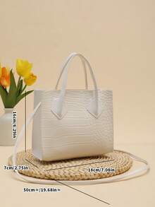 Printed Crocodile Embossed Crossbody Handbag Friday - White - View 2