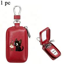 Cute Cat Pattern Zipper Car Key Holder Box, Car Key Remote Key Pouch, Visible Window Key Storage Bag, Perfect Gift, Valentine's Day Gift, 2D Flat - Multicolor - View 13