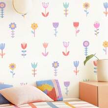 1/4 Sheets Pink Smile Flower Height Measurement Wall Sticker, Cute Cartoon Growth Chart Decal For Kids Baby Girls Bedroom Nursery Decor - Multicolor - View 10