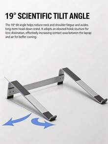 1pc Aluminum Alloy Laptop Stand, Ergonomic Detachable Laptop Riser, Silver And Black Optional - View 7