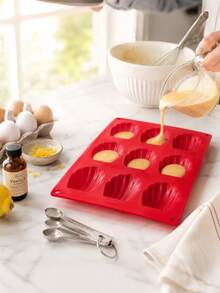 Aesthetic 9-Cavity Shell Silicone Mold 3D Madeleine Shell Mold, Shell-Shaped Food Silicone Mold For Madeleine Cakes, Chocolates, Jellies, Handmade Soaps, Heat-Resistant And Easy Release, Home Ocean Theme Baking Tool - Multicolor - View 2