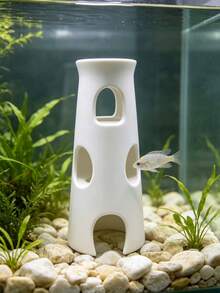 1件高塔魚缸洞穴躲藏裝飾，多孔水族箱躲藏屋，魚類繁殖休息躲藏景觀裝飾，適用於鬥魚、孔雀魚、四疊魚等小型混養魚 - 歡樂水族 - 查看 4