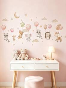 1set/2sets/4sets Self-Adhesive Wall Stickers Featuring A Bohemian Rabbit, Butterflies, And Flowers For Baby Room Decor, Suitable For Living Rooms - Multicolor - View 1