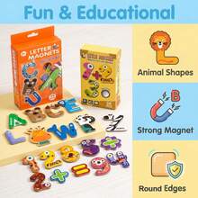 26pcs Magnetic Letters, Suitable For Children 3+ Years Old, Alphabet Magnetic Stickers Toy With Drawing Board, Preschool Learning Spelling Word Toy, Uppercase & Lowercase ABC Refrigerator Magnets - Multicolor - View 2