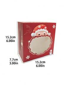 4pcs/12pcs Holiday Window Gift Boxes, Christmas Striped Square Dessert Boxes, Red & Green Santa Tree Design, Party Favors, Cookies & Small Gifts Box - View 10